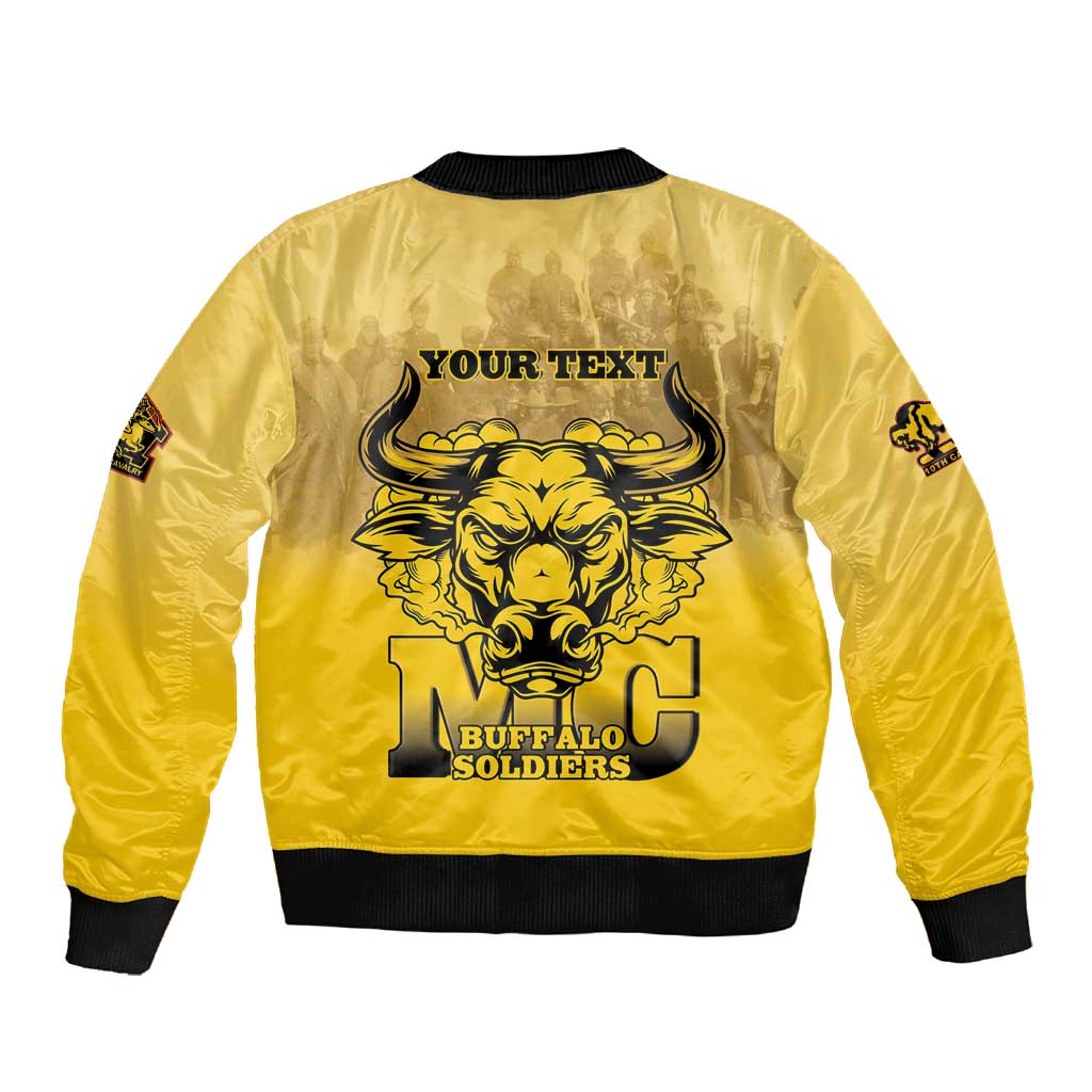 Personalized Buffalo Soldier Sleeve Zip Bomber Jacket African American Heroes - Yellow - African Pride