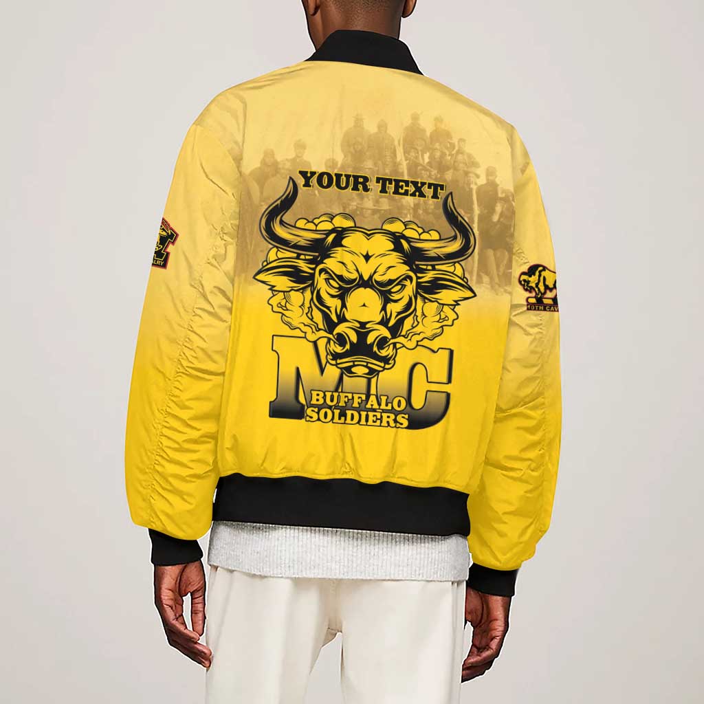 Personalized Buffalo Soldier Sleeve Zip Bomber Jacket African American Heroes - Yellow - African Pride