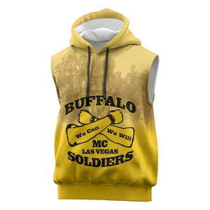 Personalized Buffalo Soldier Sleeveless Hoodie African American Heroes - Yellow - African Pride
