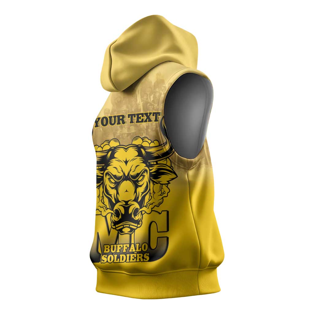 Personalized Buffalo Soldier Sleeveless Hoodie African American Heroes - Yellow - African Pride