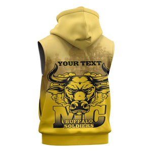 Personalized Buffalo Soldier Sleeveless Zip Hoodie African American Heroes - Yellow - African Pride