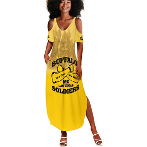Personalized Buffalo Soldier Summer Maxi Dress African American Heroes - Yellow - African Pride
