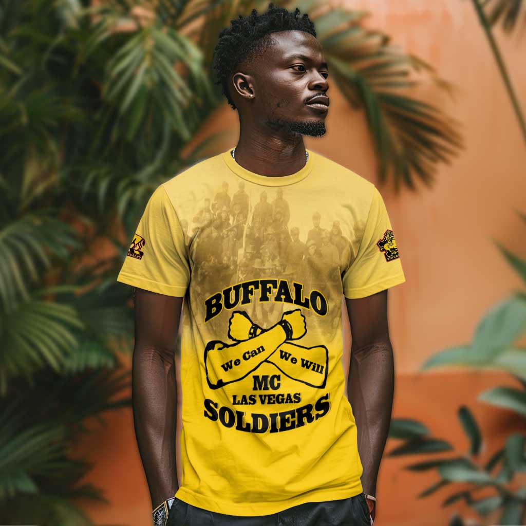 Personalized Buffalo Soldier T shirt African American Heroes - Yellow - African Pride