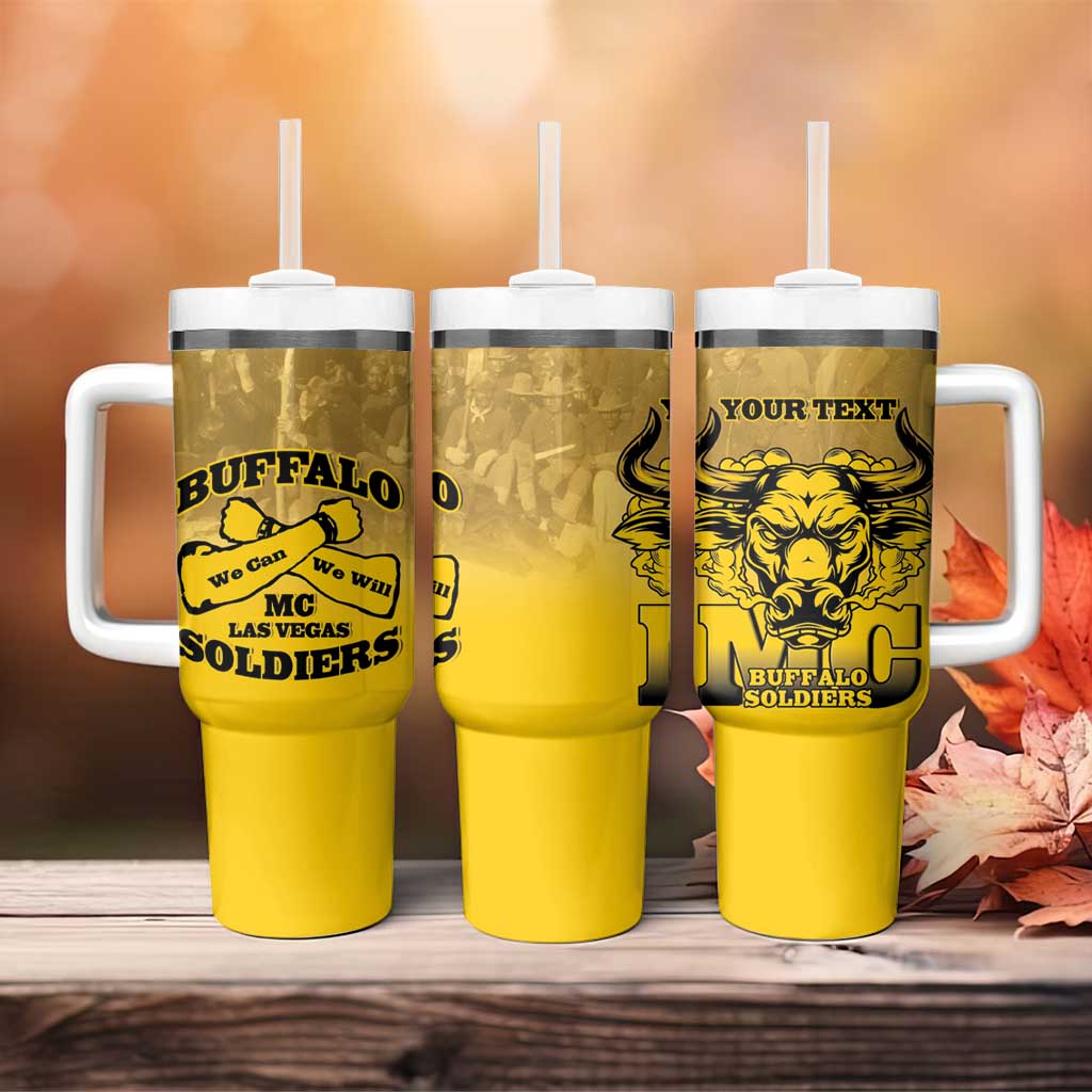 Personalized Buffalo Soldier Tumbler With Handle African American Heroes - Yellow - African Pride