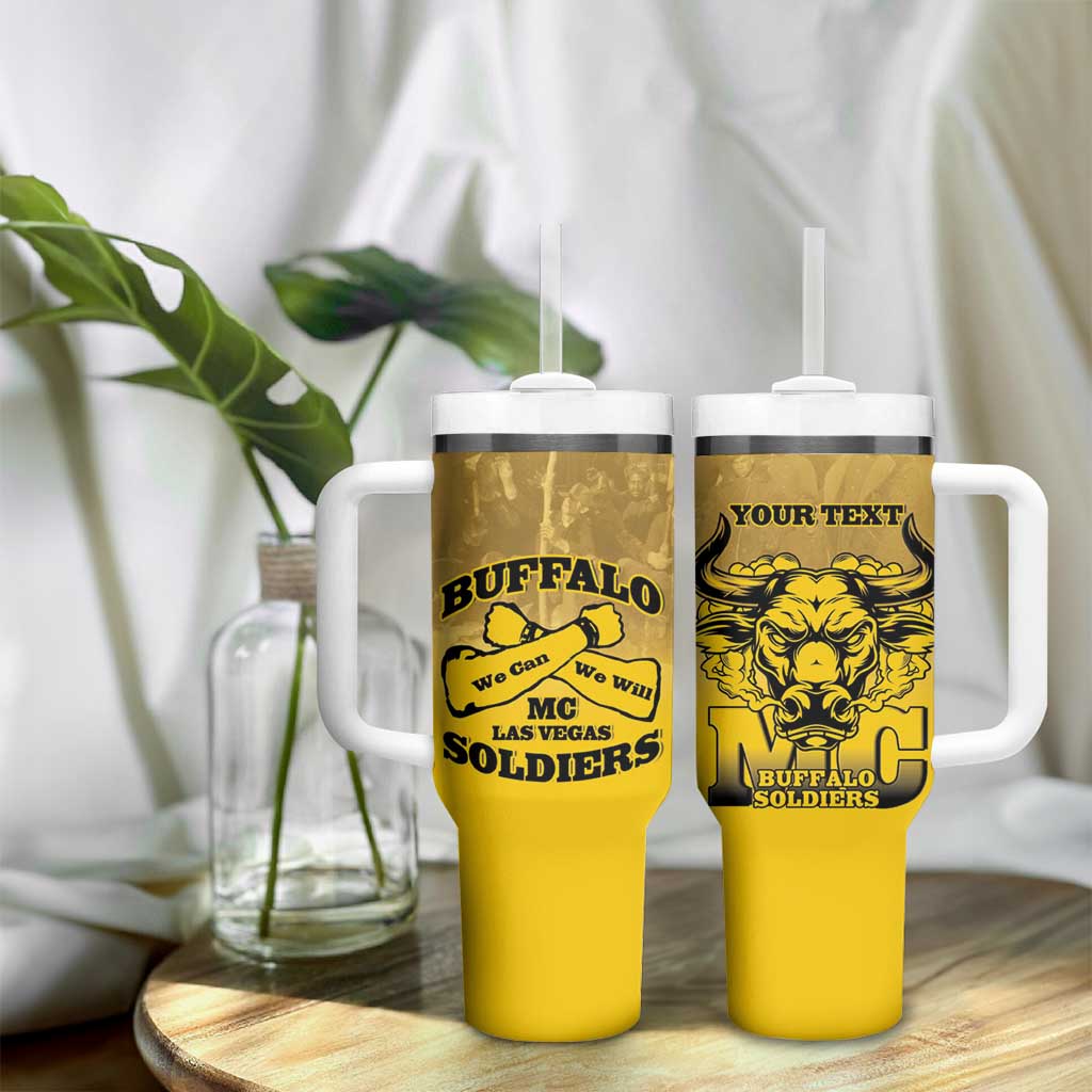 Personalized Buffalo Soldier Tumbler With Handle African American Heroes - Yellow - African Pride