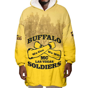 Personalized Buffalo Soldier Wearable Blanket Hoodie African American Heroes - Yellow - African Pride
