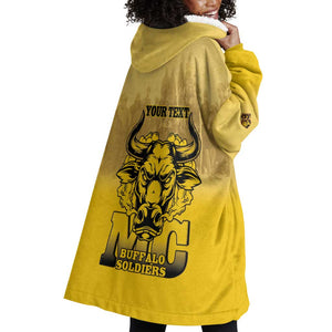 Personalized Buffalo Soldier Wearable Blanket Hoodie African American Heroes - Yellow - African Pride