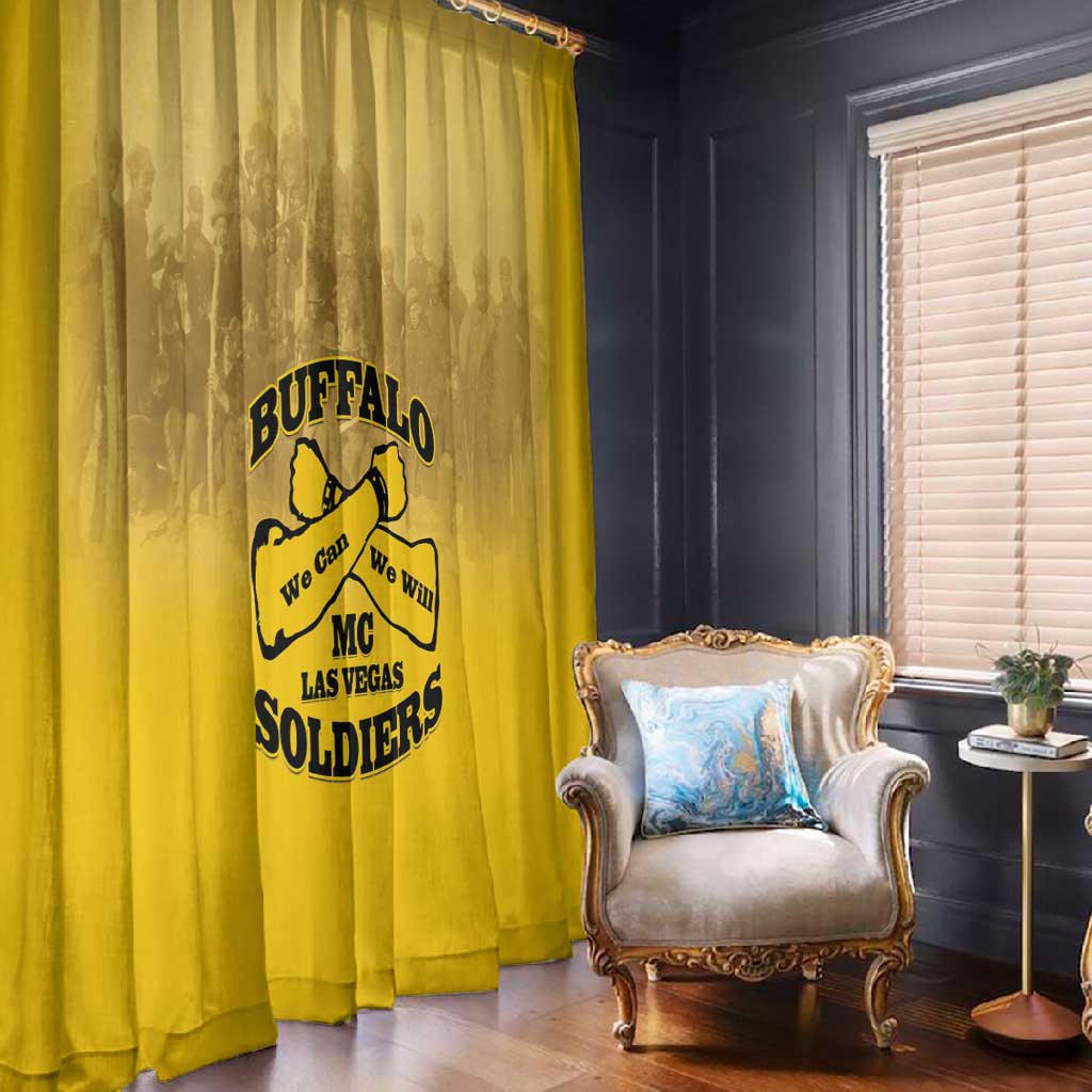 Buffalo Soldier Window Curtain African American Heroes - Yellow - African Pride