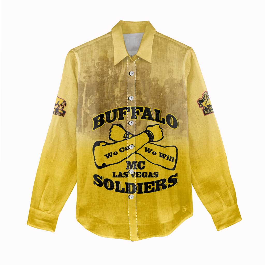Personalized Buffalo Soldier Women Casual Shirt African American Heroes - Yellow - African Pride