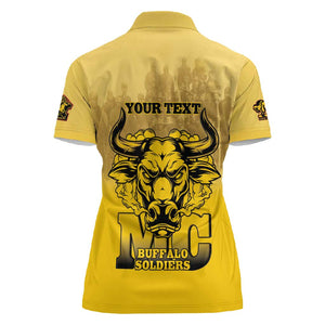 Personalized Buffalo Soldier Women Polo Shirt African American Heroes - Yellow - African Pride