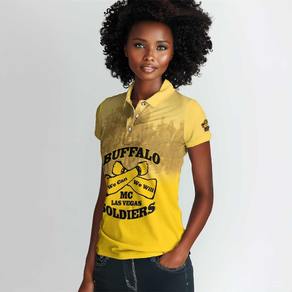 Personalized Buffalo Soldier Women Polo Shirt African American Heroes - Yellow - African Pride