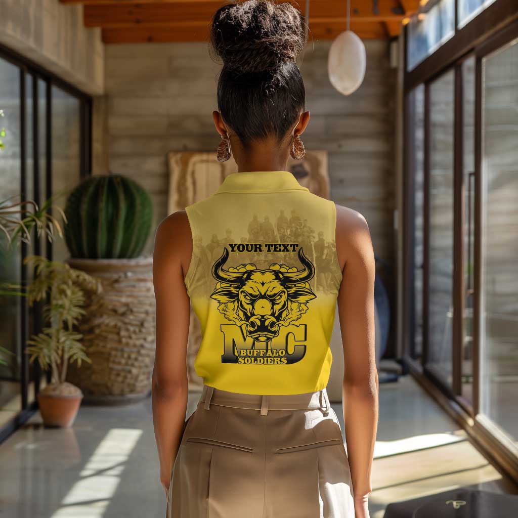 Personalized Buffalo Soldier Women Sleeveless Polo Shirt African American Heroes - Yellow - African Pride