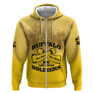 Personalized Buffalo Soldier Zip Hoodie African American Heroes - Yellow - African Pride