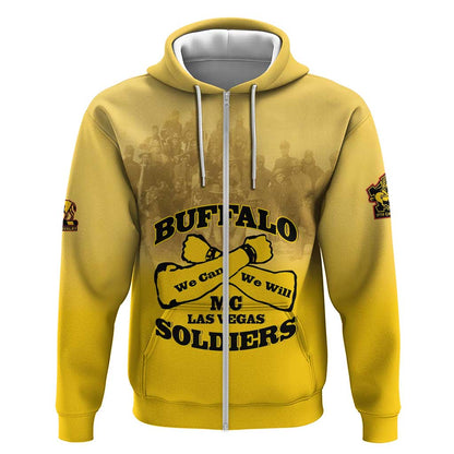 Personalized Buffalo Soldier Zip Hoodie African American Heroes - Yellow - African Pride