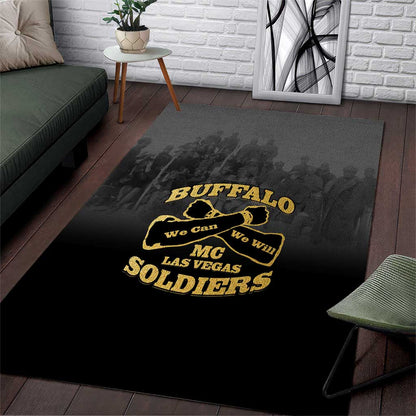 Buffalo Soldier Area Rug African American Heroes - Black - African Pride