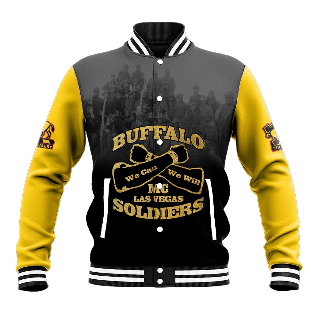 Personalized Buffalo Soldier Baseball Jacket African American Heroes - Black - African Pride