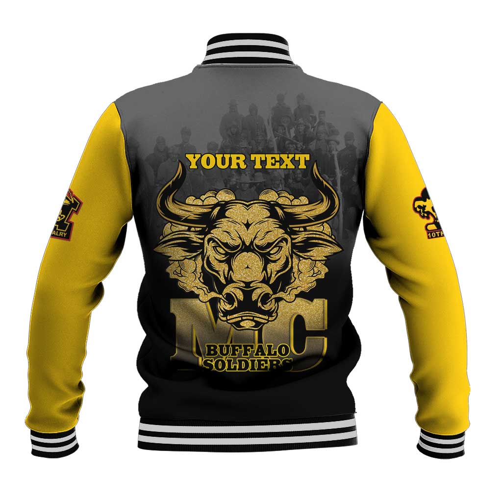 Personalized Buffalo Soldier Baseball Jacket African American Heroes - Black - African Pride