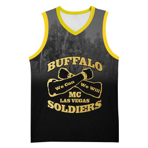 Personalized Buffalo Soldier Basketball Jersey African American Heroes - Black - African Pride