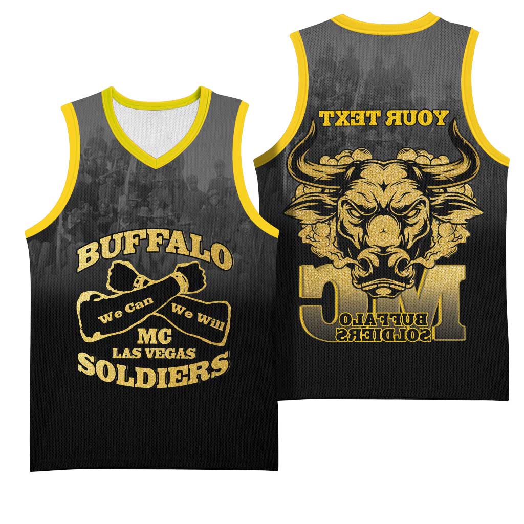 Personalized Buffalo Soldier Basketball Jersey African American Heroes - Black - African Pride