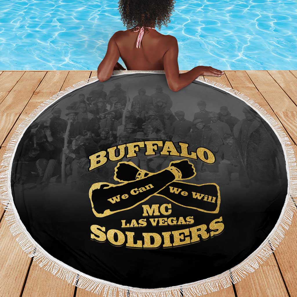 Buffalo Soldier Beach Blanket African American Heroes - Black - African Pride