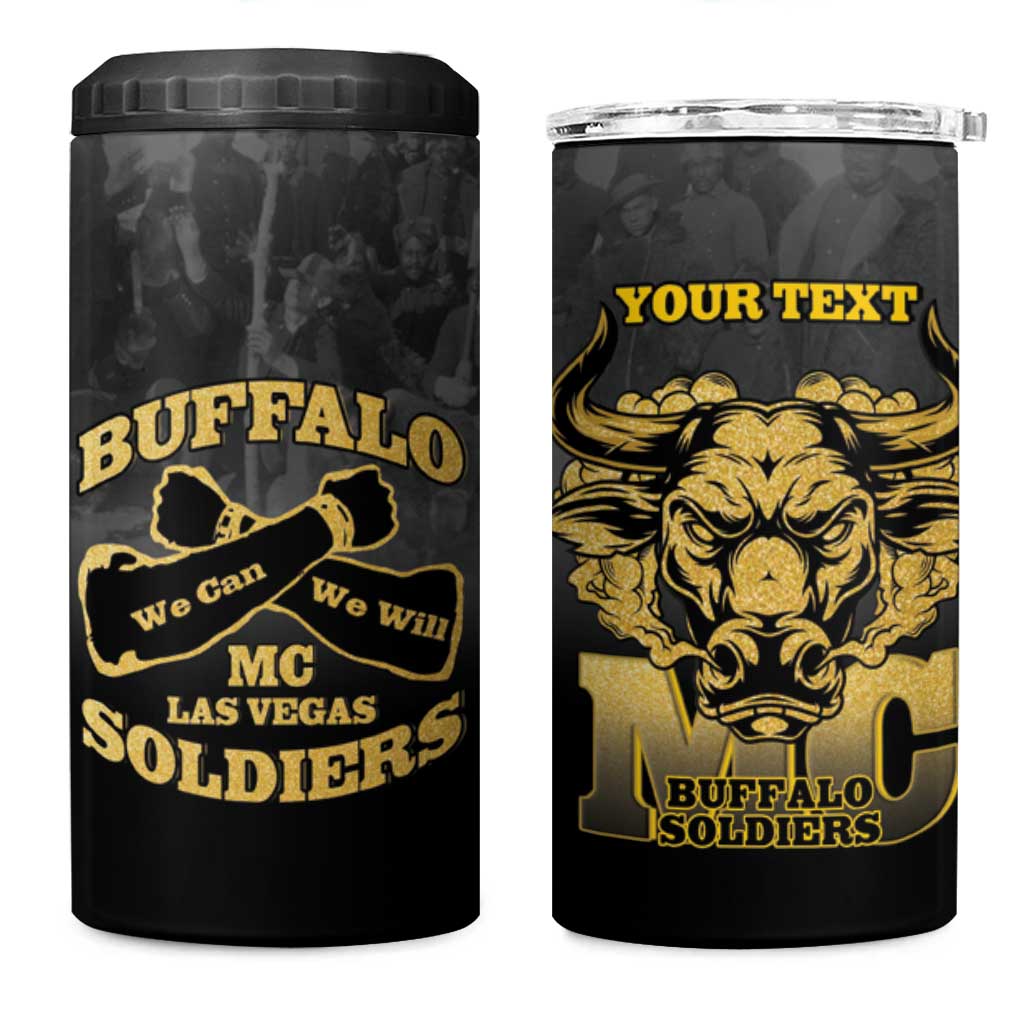 Personalized Buffalo Soldier 4 in 1 Can Cooler Tumbler African American Heroes - Black - African Pride