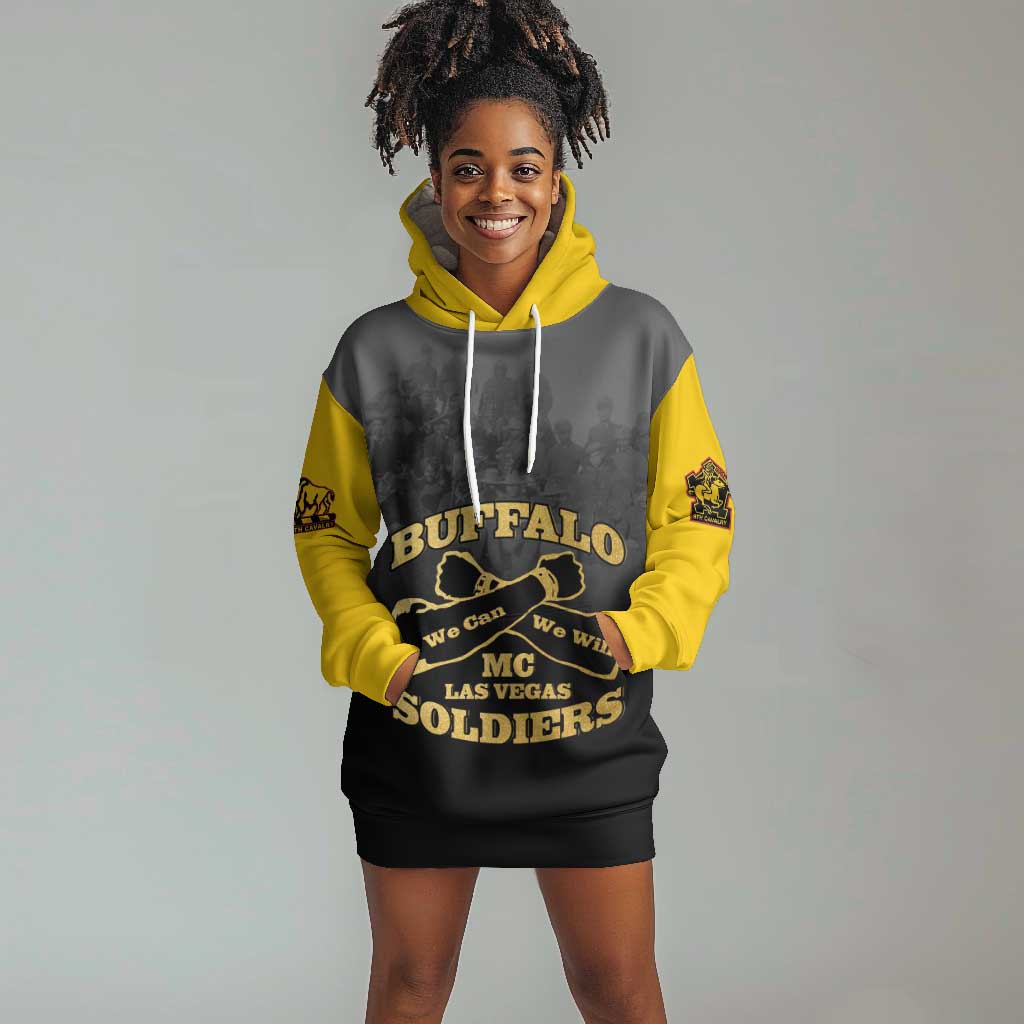 Personalized Buffalo Soldier Hoodie Dress African American Heroes - Black - African Pride