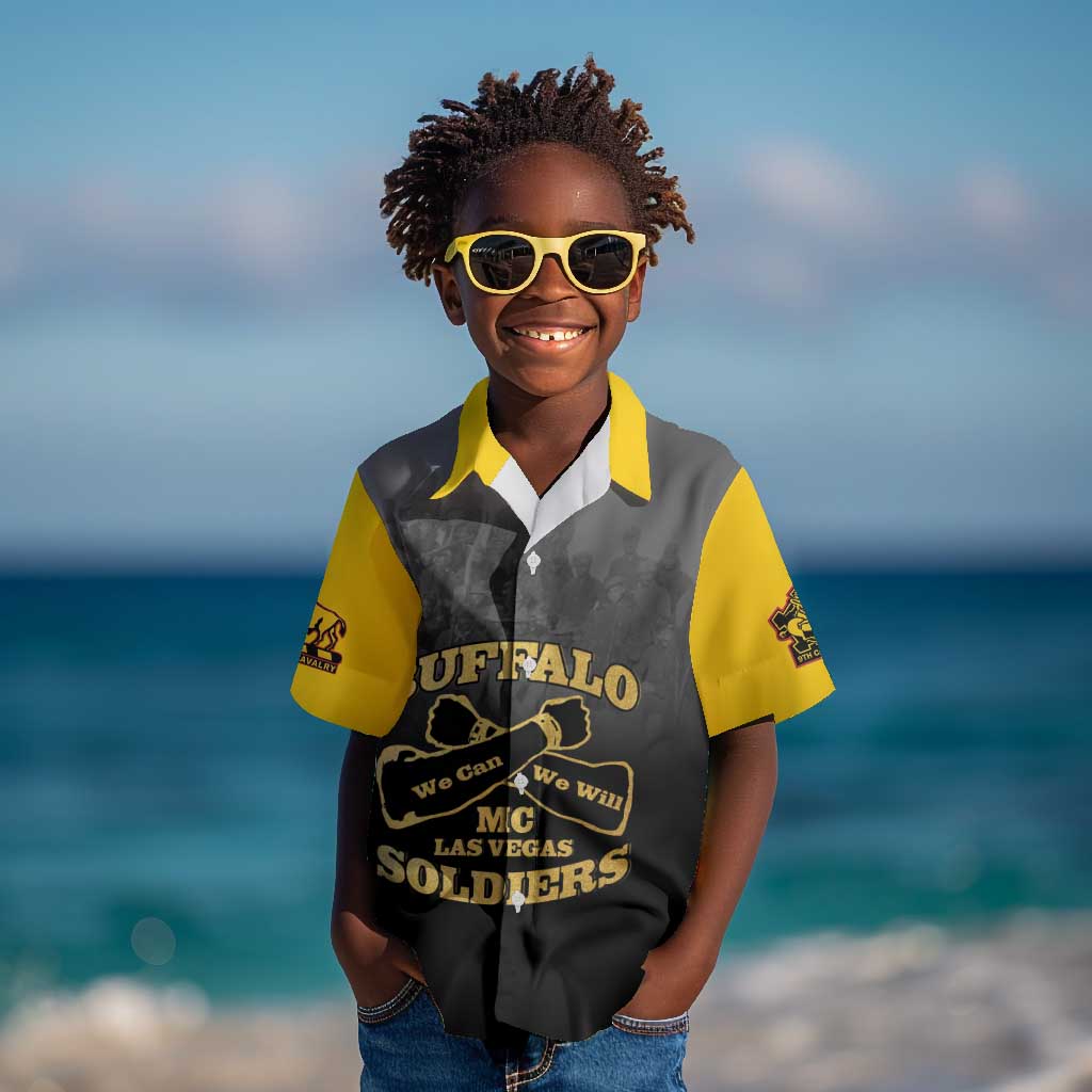 Personalized Buffalo Soldier Kid Hawaiian Shirt African American Heroes - Black - African Pride