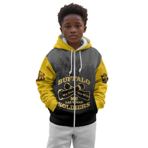 Personalized Buffalo Soldier Kid Hoodie African American Heroes - Black - African Pride