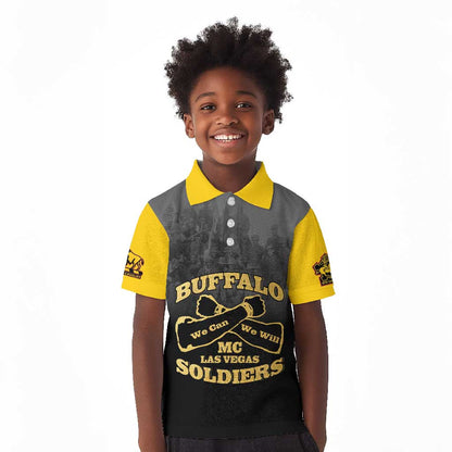 Personalized Buffalo Soldier Kid Polo Shirt African American Heroes - Black - African Pride