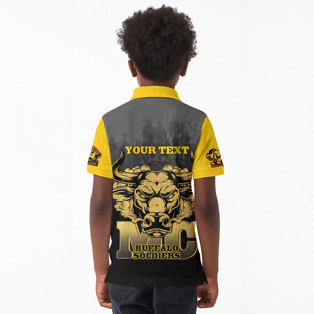Personalized Buffalo Soldier Kid Polo Shirt African American Heroes - Black - African Pride