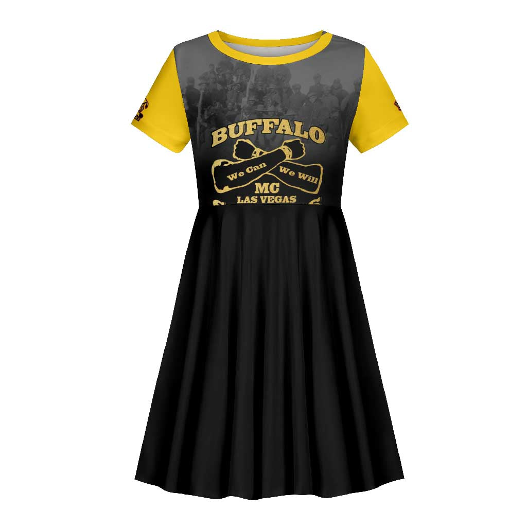 Personalized Buffalo Soldier Kid Short Sleeve Dress African American Heroes - Black - African Pride