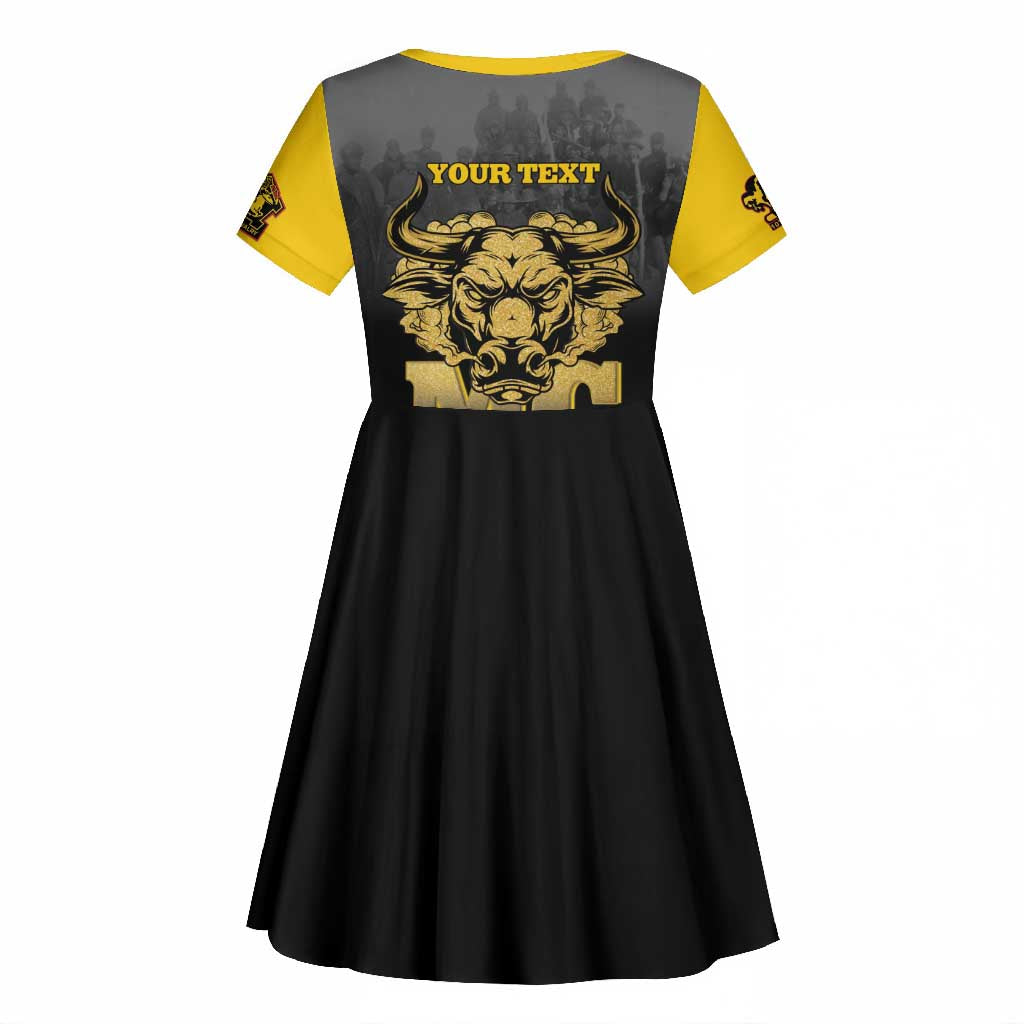 Personalized Buffalo Soldier Kid Short Sleeve Dress African American Heroes - Black - African Pride