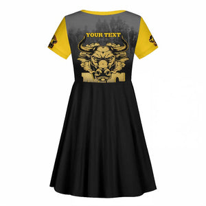 Personalized Buffalo Soldier Kid Short Sleeve Dress African American Heroes - Black - African Pride