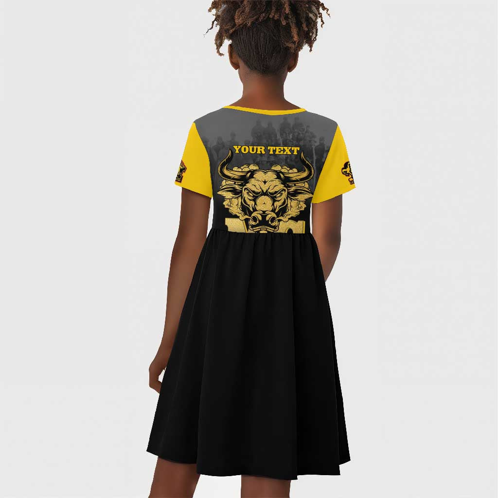 Personalized Buffalo Soldier Kid Short Sleeve Dress African American Heroes - Black - African Pride