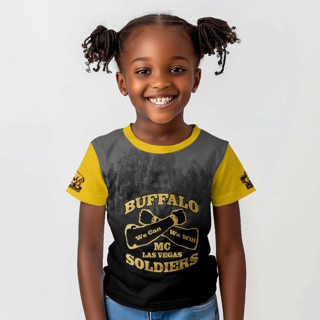 Personalized Buffalo Soldier Kid T shirt African American Heroes - Black - African Pride