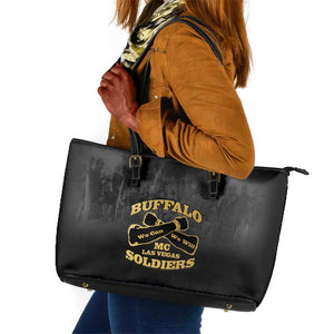 Buffalo Soldier Leather Tote Bag African American Heroes - Black - African Pride