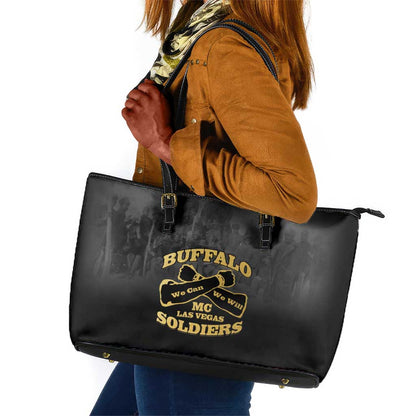 Buffalo Soldier Leather Tote Bag African American Heroes - Black - African Pride