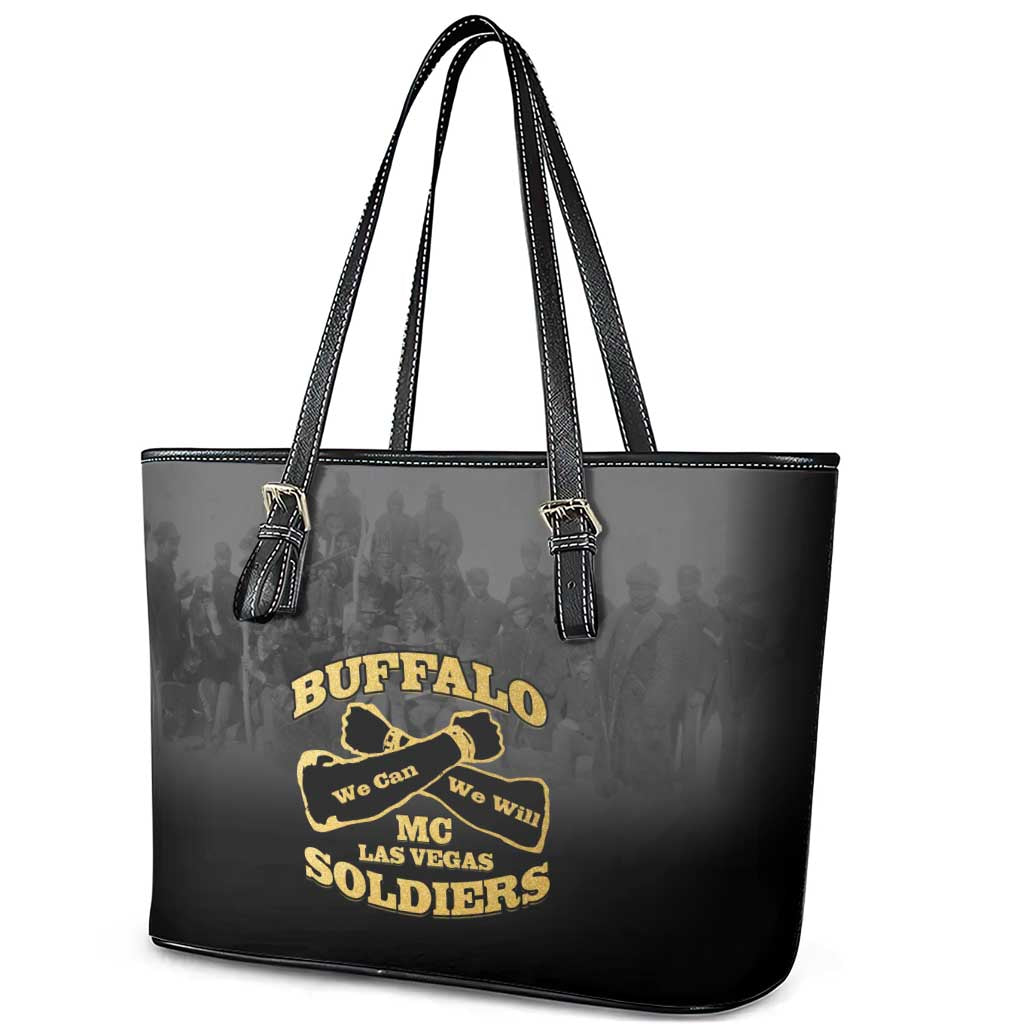 Buffalo Soldier Leather Tote Bag African American Heroes - Black - African Pride