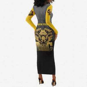 Personalized Buffalo Soldier Long Sleeve Bodycon Dress African American Heroes - Black - African Pride