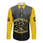 Personalized Buffalo Soldier Long Sleeve Button Shirt African American Heroes - Black - African Pride