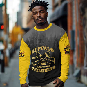 Personalized Buffalo Soldier Long Sleeve Shirt African American Heroes - Black - African Pride