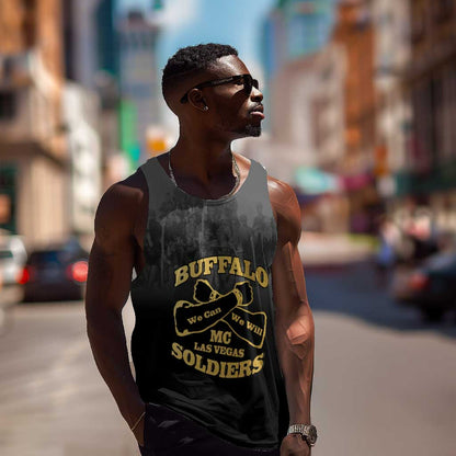 Personalized Buffalo Soldier Men Tank Top African American Heroes - Black - African Pride