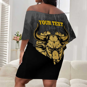 Personalized Buffalo Soldier Off Shoulder Short Dress African American Heroes - Black - African Pride