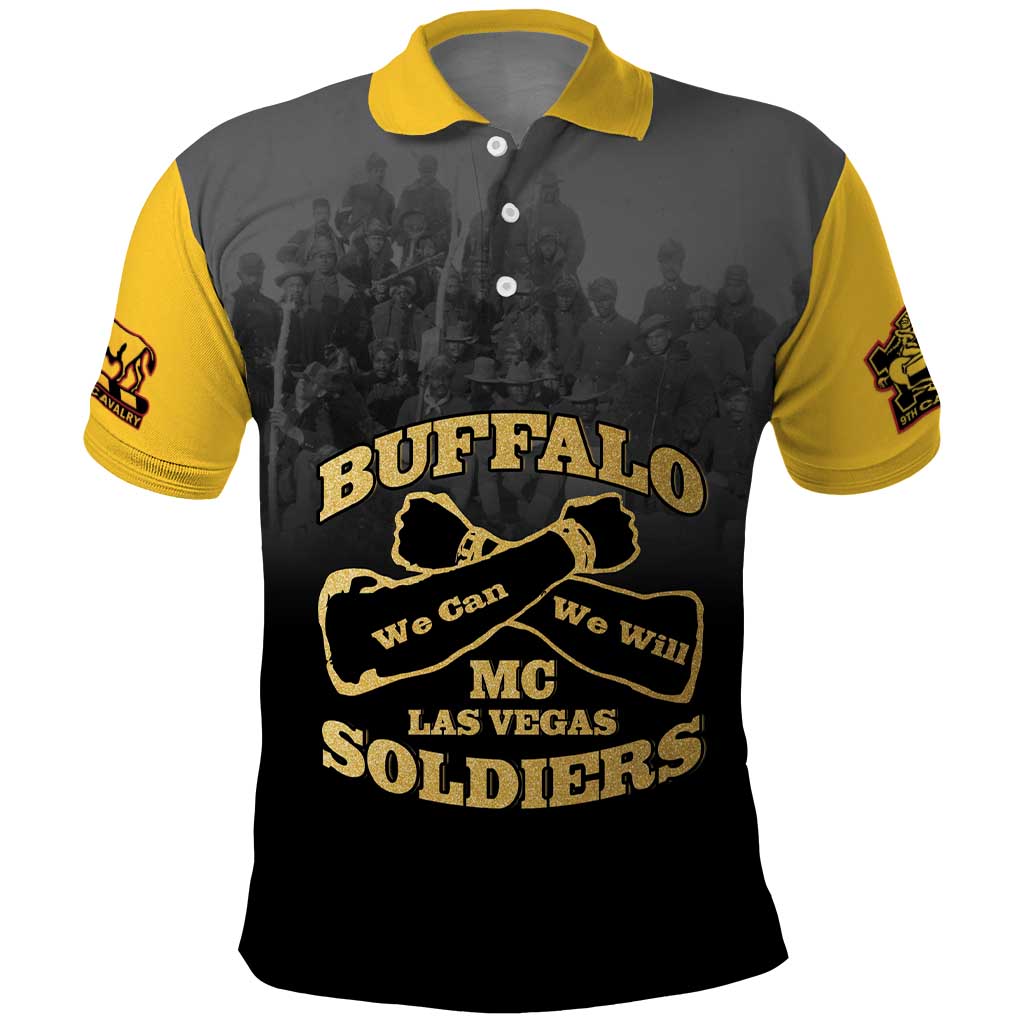 Personalized Buffalo Soldier Polo Shirt African American Heroes - Black - African Pride