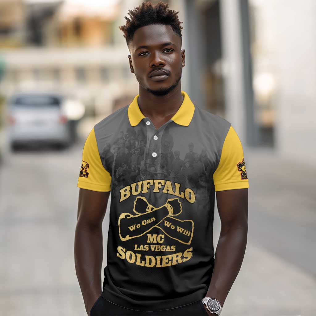 Personalized Buffalo Soldier Polo Shirt African American Heroes - Black - African Pride