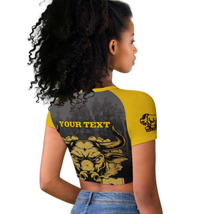 Personalized Buffalo Soldier Raglan Cropped T shirt African American Heroes - Black - African Pride