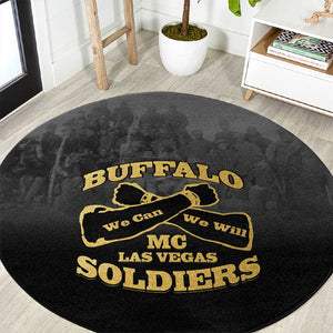 Buffalo Soldier Round Carpet African American Heroes - Black - African Pride