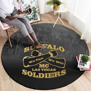 Buffalo Soldier Round Carpet African American Heroes - Black - African Pride