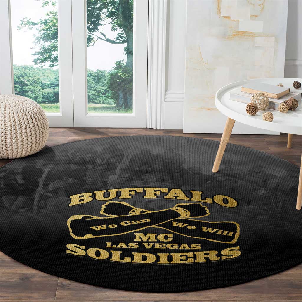 Buffalo Soldier Round Carpet African American Heroes - Black - African Pride