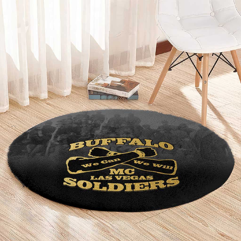 Buffalo Soldier Round Carpet African American Heroes - Black - African Pride